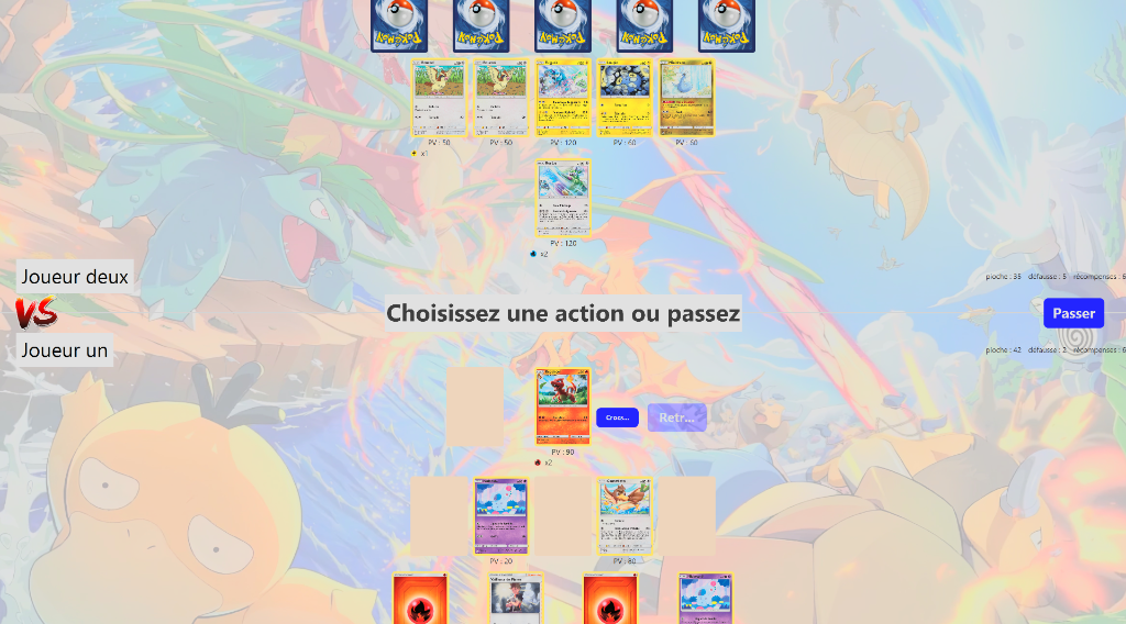 Plateau de jeu Pokémon en combat